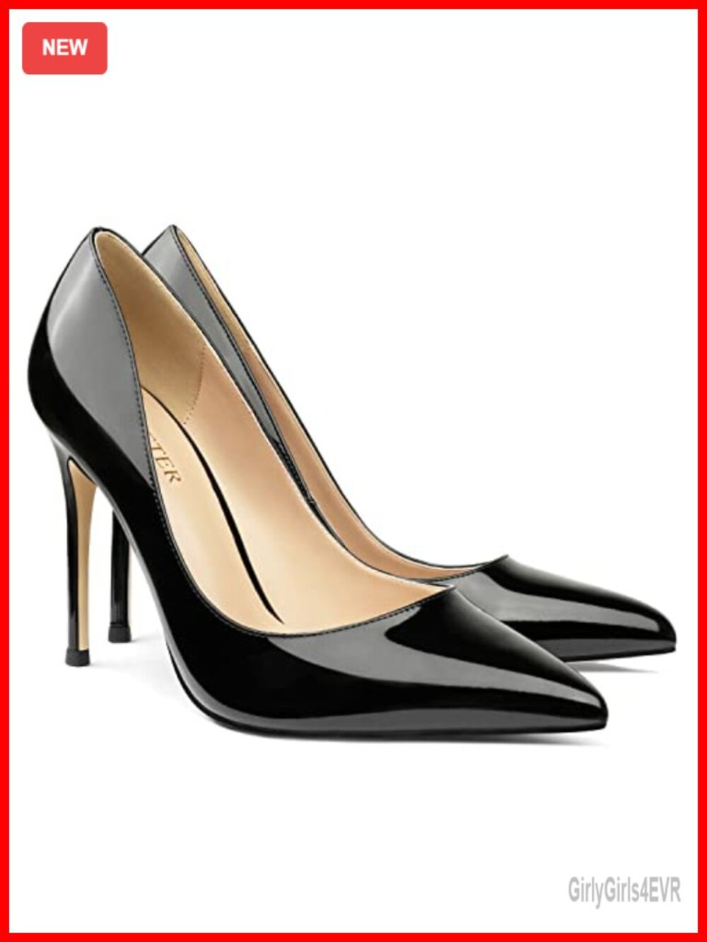 Women's Pointed Toe Stiletto Pumps Faux Leather Slip On Dress Shoes 4 Inch Heel